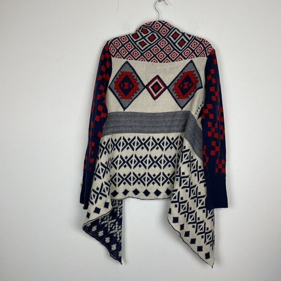 Double Zero Aztec Checked Unique Drape Front Cardigan Size Medium - Picture 6 of 6